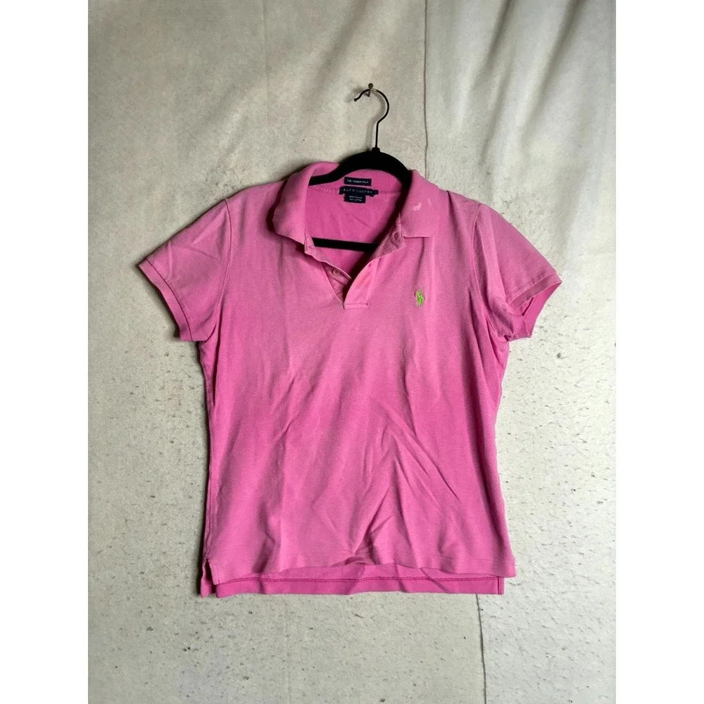 Ralph Lauren The Skinny Polo Shirt Men's Large Pink Golf Performance Pony Logo